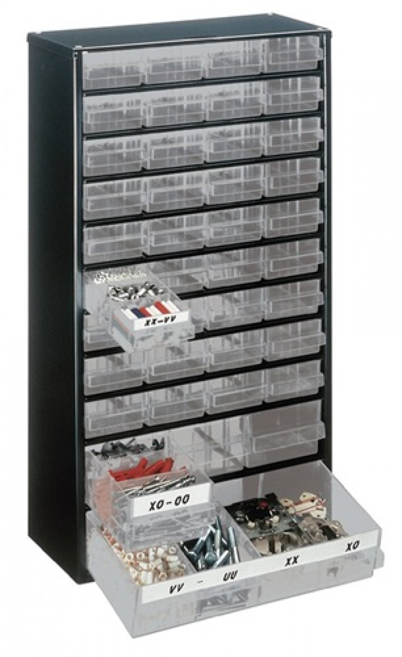 Kleinteilemagazin B306xT150xH552mm Stahlbl.40 Schubl.Poypropylen Kleinteilemagazin B306xT150xH552mm Stahlbl.40 Schubl.Poypropylen