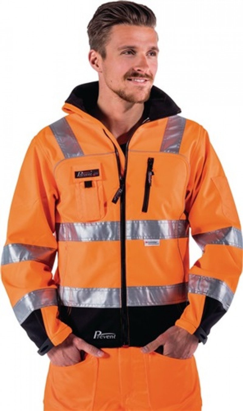 Warnschutz-Softshelljacke Gr. XXL orange/schwarz 96% PES/4% EL Warnschutz-Softshelljacke Gr. XXL orange/schwarz 96% PES/4% EL