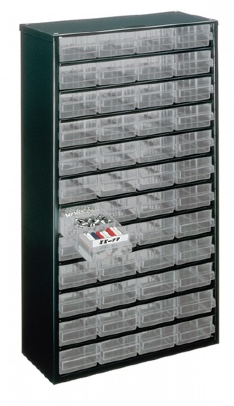 Kleinteilemagazin B306xT150xH552mm Stahlbl.48 Schubl.Poypropylen Kleinteilemagazin B306xT150xH552mm Stahlbl.48 Schubl.Poypropylen