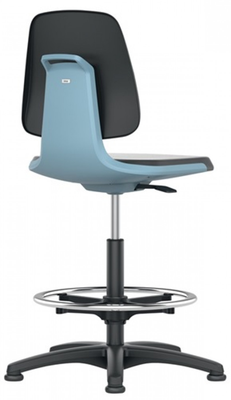 Arbeitsdrehstuhl Labsit Bodengleiter+Fußring Sitzschale blau Integralschaum schw Arbeitsdrehstuhl Labsit Bodengleiter+Fußring Sitzschale blau Integralschaum schw