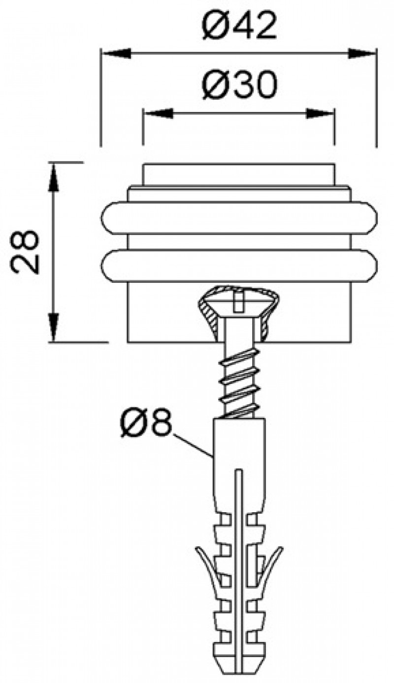 Bodentürpuffer 2053.82 D.42mm H.28mm VA ma Dübelmontage KWS Bodentürpuffer 2053.82 D.42mm H.28mm VA ma Dübelmontage KWS