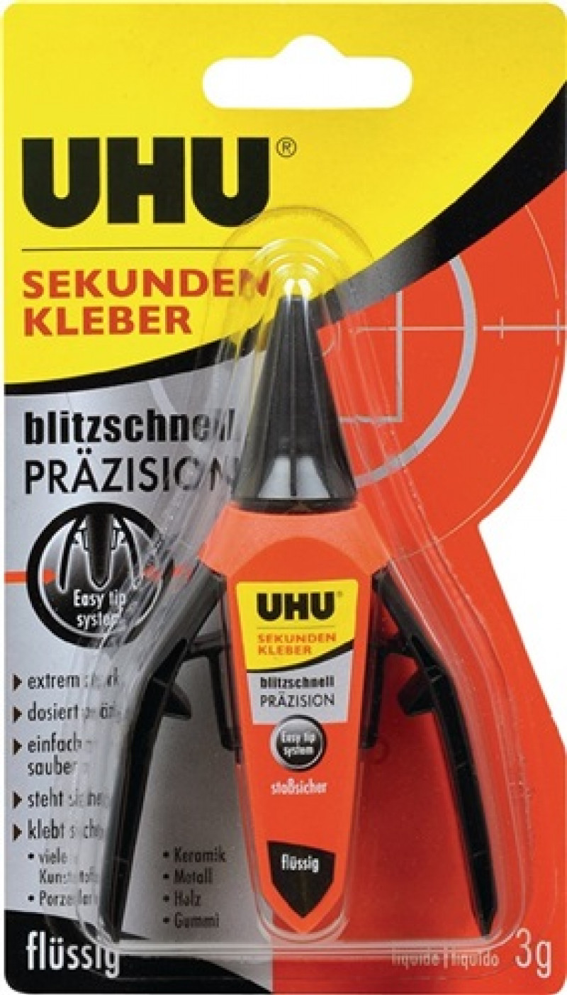 Sekundenkleber blitzschnell PRÄZISION flüssig 3g farblos Container UHU Sekundenkleber blitzschnell PRÄZISION flüssig 3g farblos Container UHU