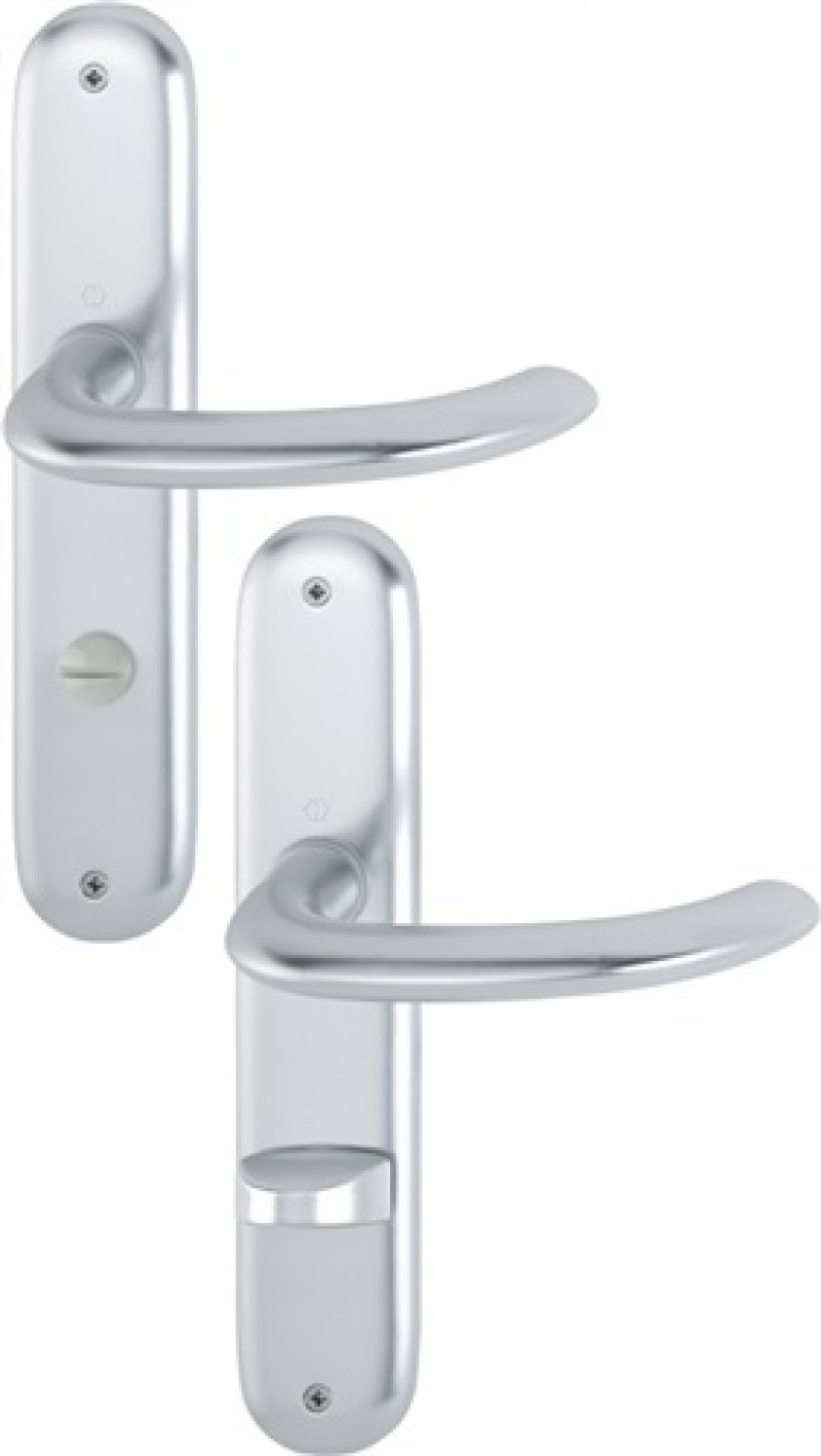 Langschildgarnitur Mar.1138/273P Alu.F1 Bad SK/OL 78mm DIN L/R Langschildgarnitur Mar.1138/273P Alu.F1 Bad SK/OL 78mm DIN L/R