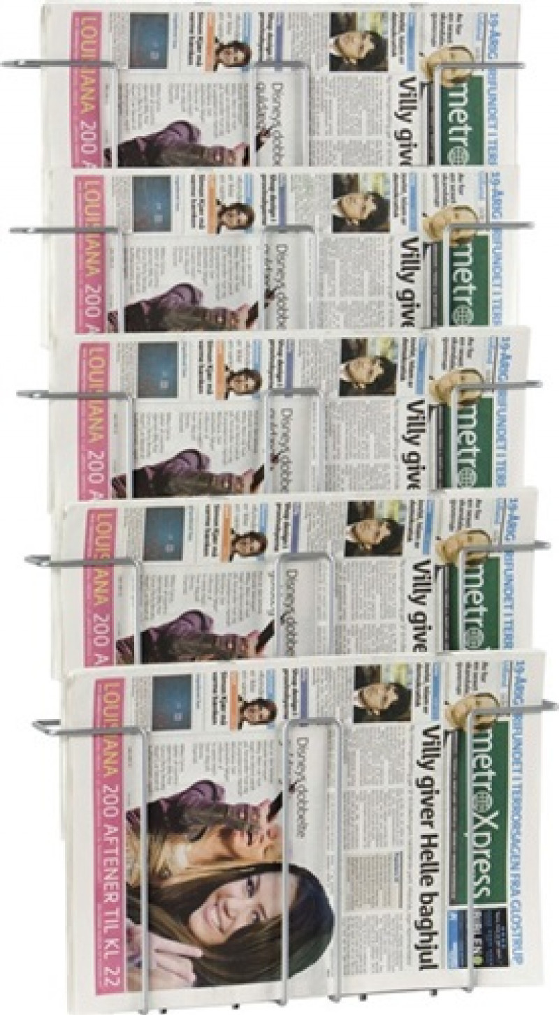 Prospekthalter H780xB436xTmm Anz.Fächer 5 DIN A3 Draht silber Prospekthalter H780xB436xTmm Anz.Fächer 5 DIN A3 Draht silber