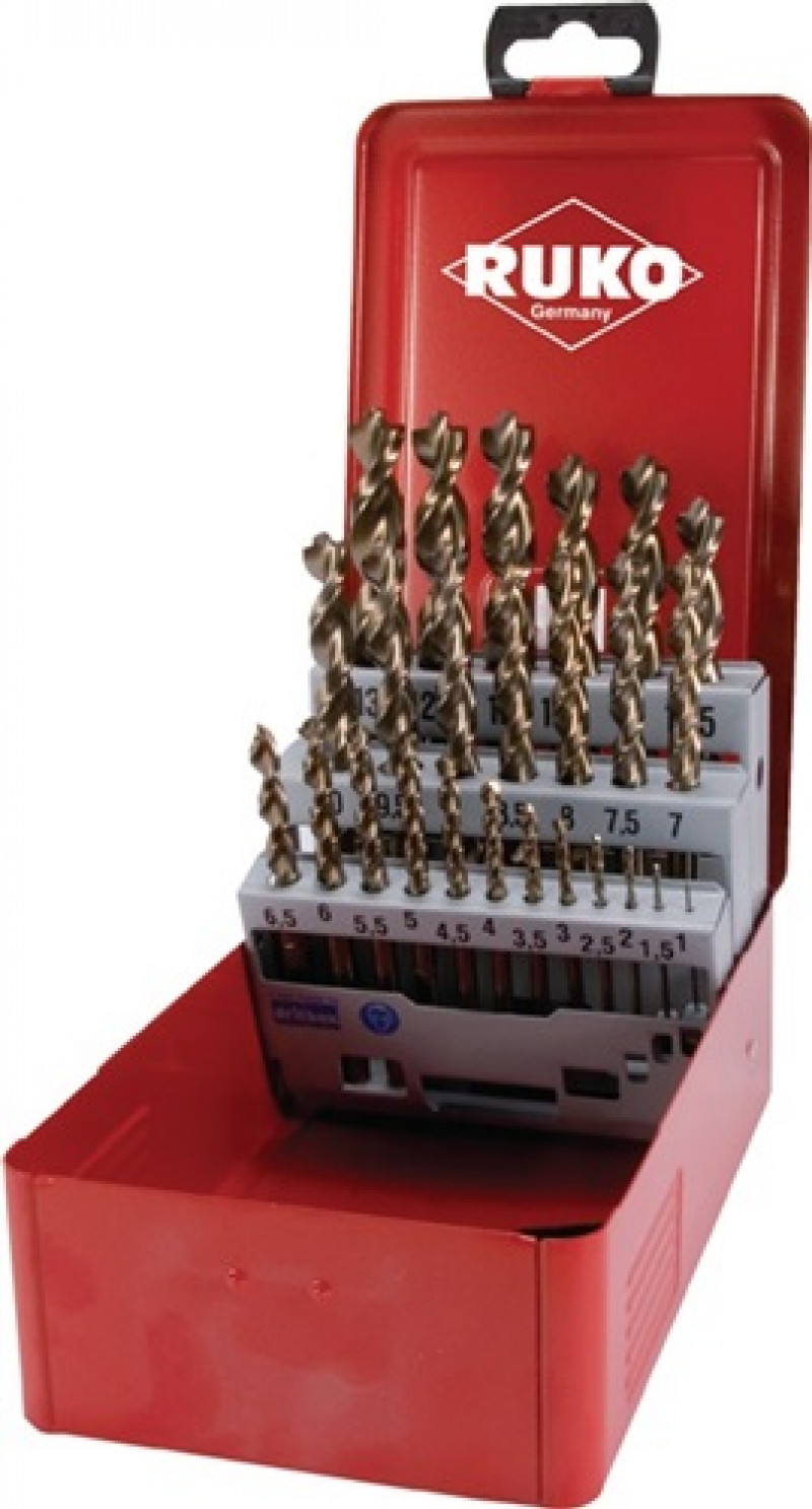 Spiralbohrersatz DIN338 TURBO D.1-13x0,5mm HSS 25tlg.Metallkassette RUKO Spiralbohrersatz DIN338 TURBO D.1-13x0,5mm HSS 25tlg.Metallkassette RUKO
