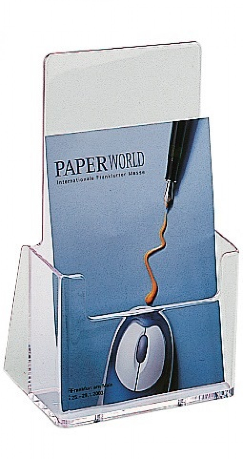 Tischprospekthalter 1/3 DIN A4/C6 lang Ku.transp.freistehend HELIT