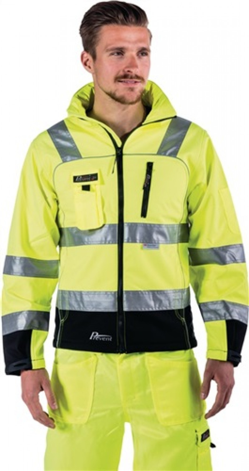 Warnschutz-Softshelljacke Gr. XL gelb/schwarz 96% PES/4% EL Warnschutz-Softshelljacke Gr. XL gelb/schwarz 96% PES/4% EL