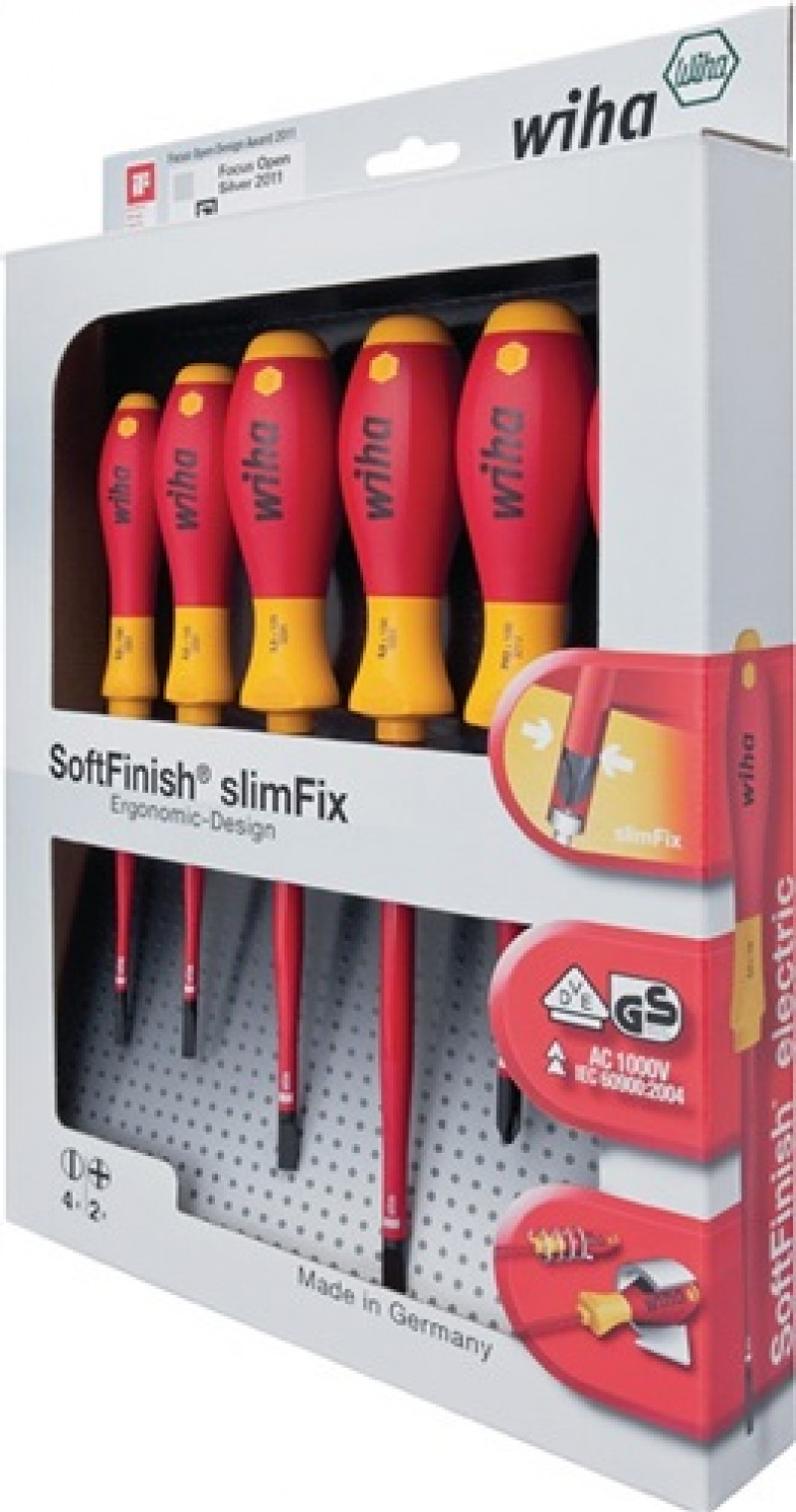 Schraubendrehersatz 6tlg. VDE Schlitz 3,5/4/5,5/6,5/PH 1/2 brün. Rundkl. Schraubendrehersatz 6tlg. VDE Schlitz 3,5/4/5,5/6,5/PH 1/2 brün. Rundkl.