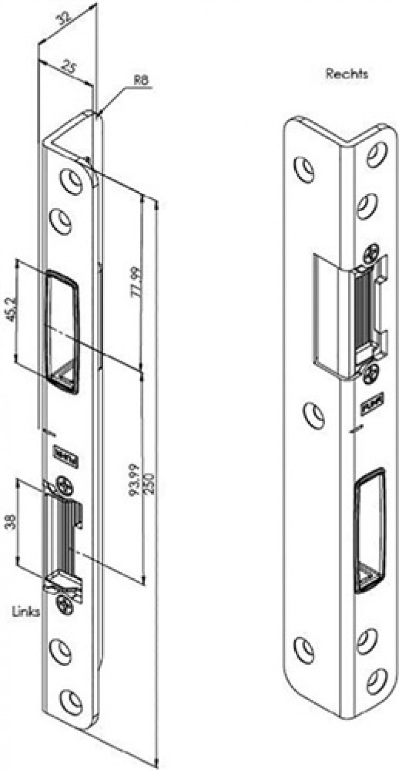 Fallenausgleichstück verstellb. Schloss 803 li. STA silberf. Fallenausgleichstück verstellb. Schloss 803 li. STA silberf.
