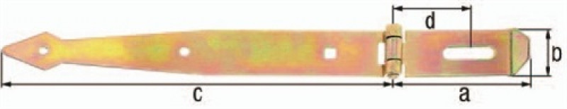 Überfalle L.260x80mm B.35mm STA galv.gelb verz.m.Zierspitze GAH Überfalle L.260x80mm B.35mm STA galv.gelb verz.m.Zierspitze GAH