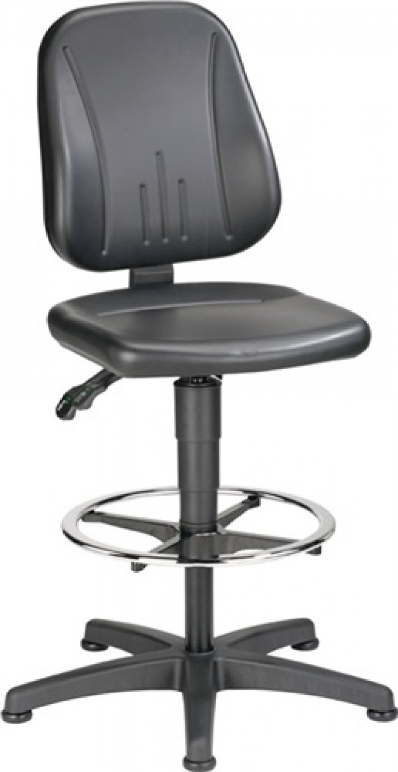 Arbeitsdrehstuhl Unitec Bodengleiter+Fußring Kunstlederpolster schwarz 580-850mm Arbeitsdrehstuhl Unitec Bodengleiter+Fußring Kunstlederpolster schwarz 580-850mm
