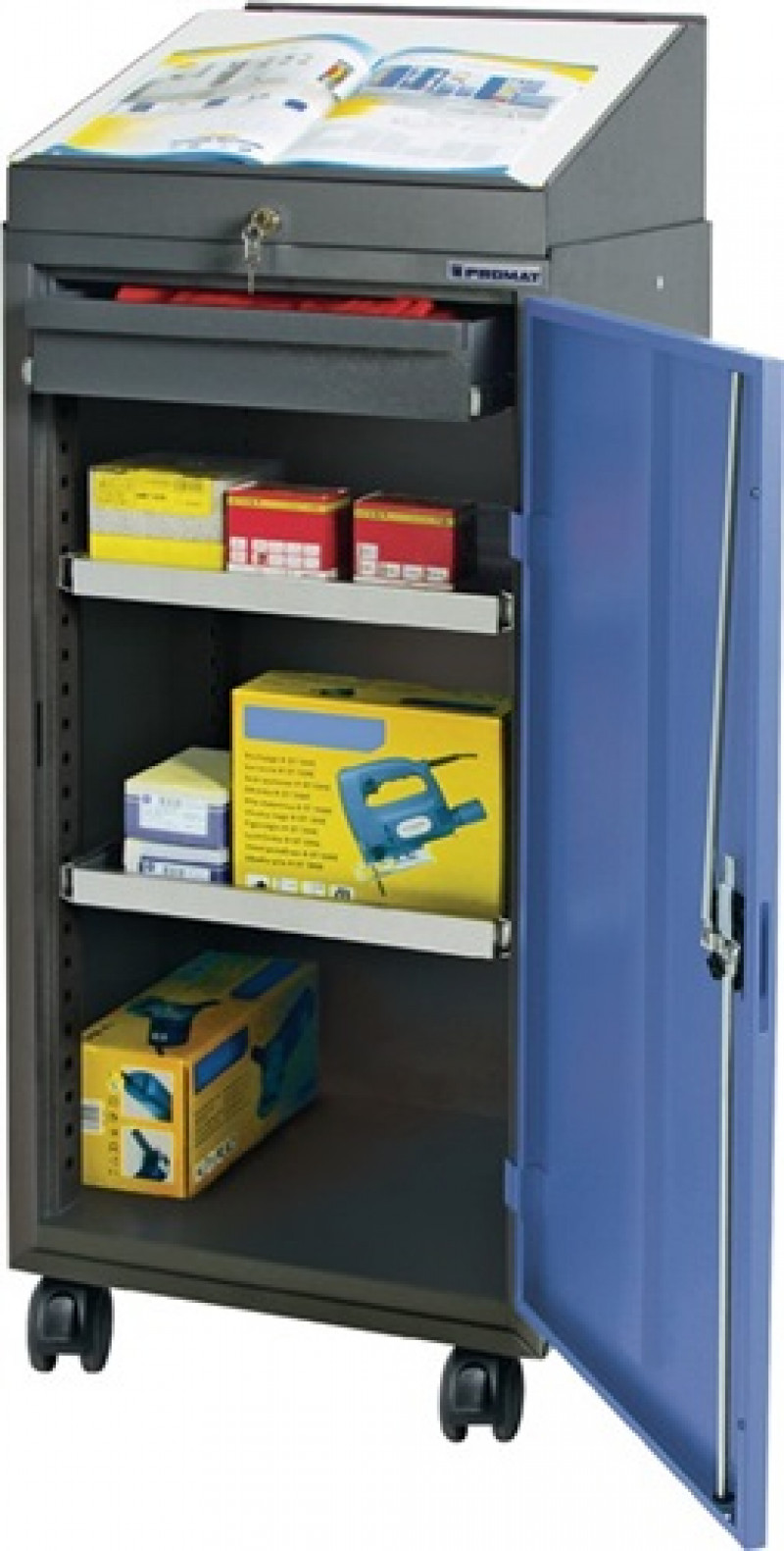 Werkzeugschrankset m.Pultaufsatz H1310xB500xT500mm anthrazitgrau/taubenblau Werkzeugschrankset m.Pultaufsatz H1310xB500xT500mm anthrazitgrau/taubenblau