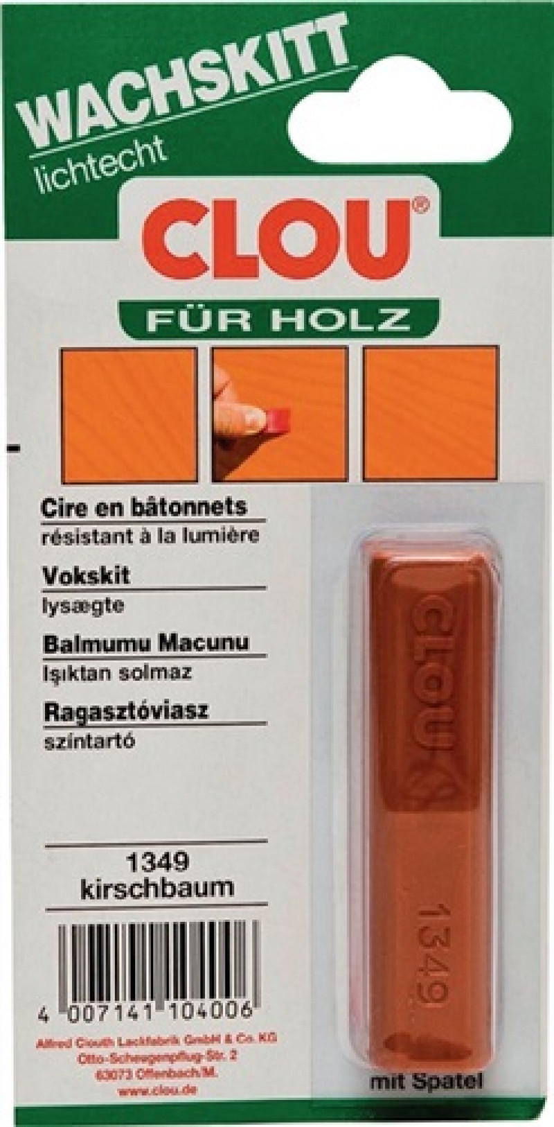 Wachskittstangen Farbe 1349 kirschbaum 15g Bl.CLOU Wachskittstangen Farbe 1349 kirschbaum 15g Bl.CLOU