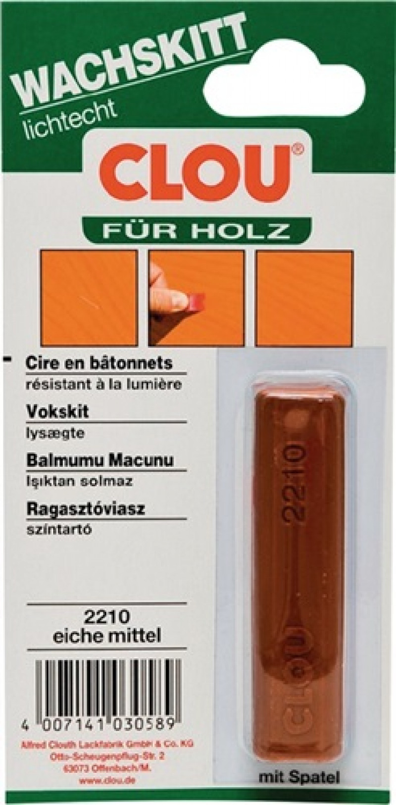 Wachskittstangen Farbe 2210 eiche mittel 15g Bl.CLOU Wachskittstangen Farbe 2210 eiche mittel 15g Bl.CLOU