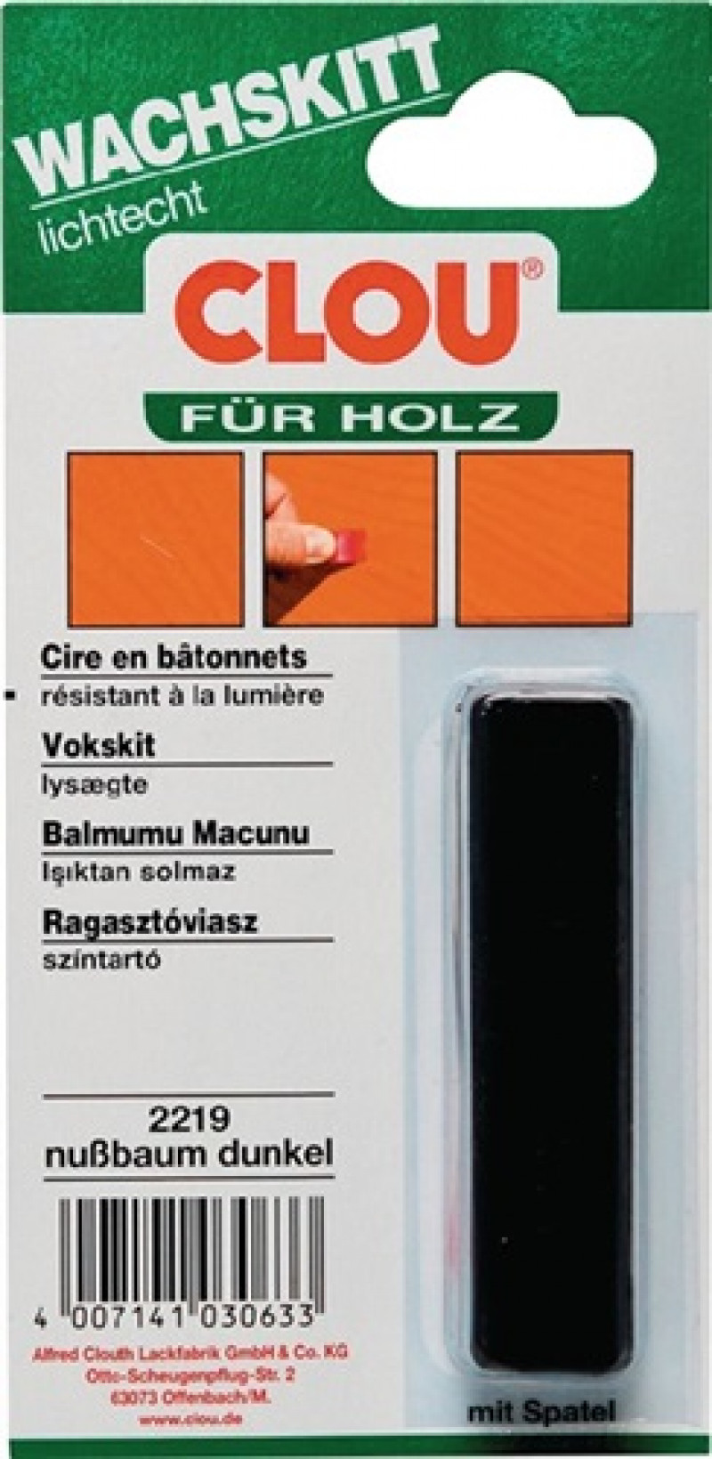 Wachskittstangen Farbe 2219 nussbaum dunkel 15g Bl.CLOU Wachskittstangen Farbe 2219 nussbaum dunkel 15g Bl.CLOU