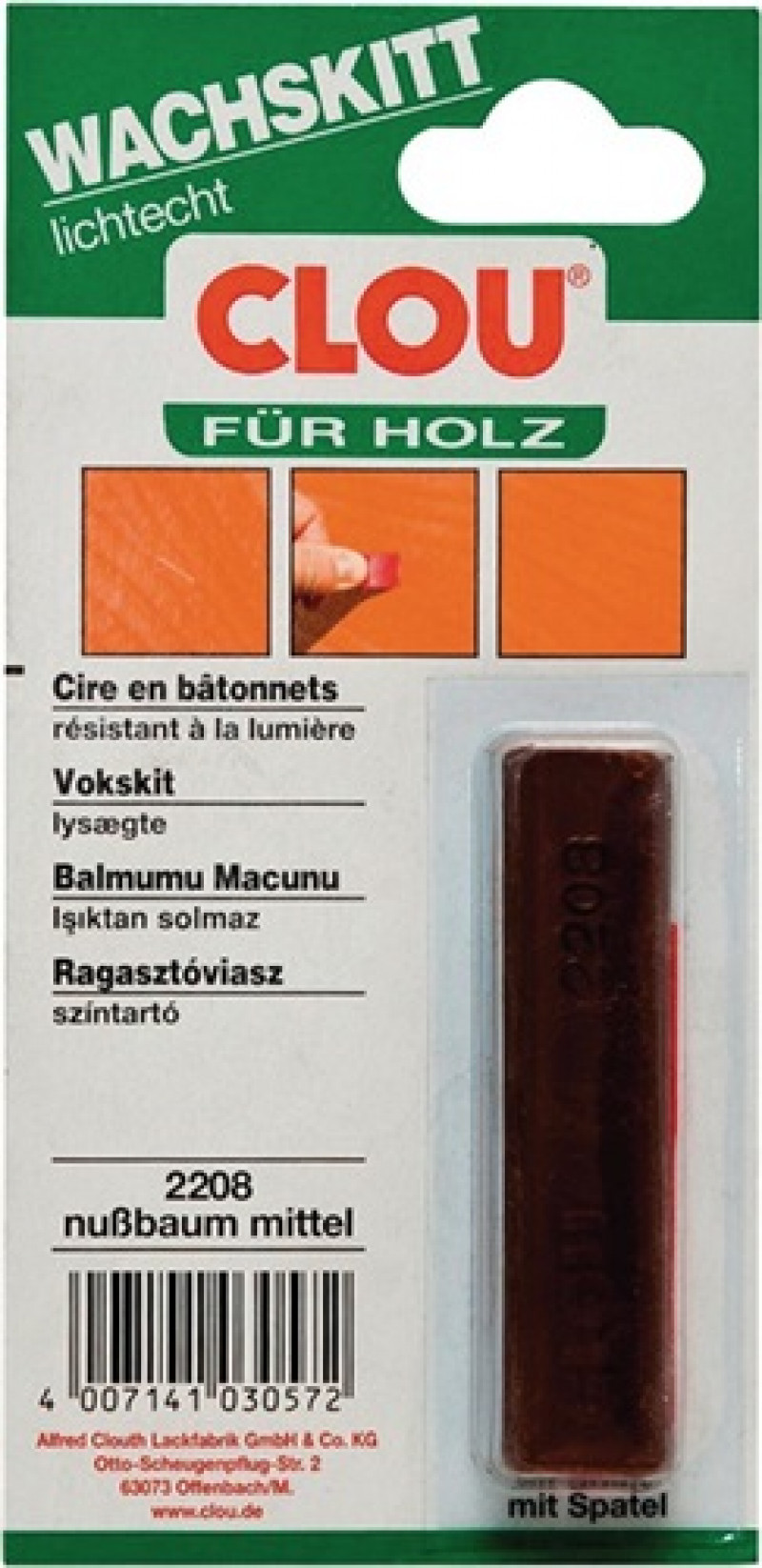 Wachskittstangen Farbe 2208 nussbaum mittel 15g Bl.CLOU Wachskittstangen Farbe 2208 nussbaum mittel 15g Bl.CLOU
