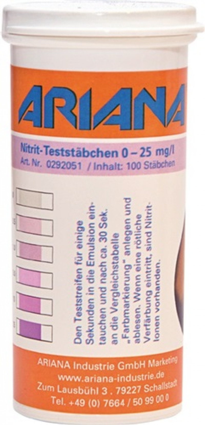 Messstäbchen TRGS 611 Nitrit-Gehalt 0-25 mg/l 100 St.Dose ARIANA Messstäbchen TRGS 611 Nitrit-Gehalt 0-25 mg/l 100 St.Dose ARIANA