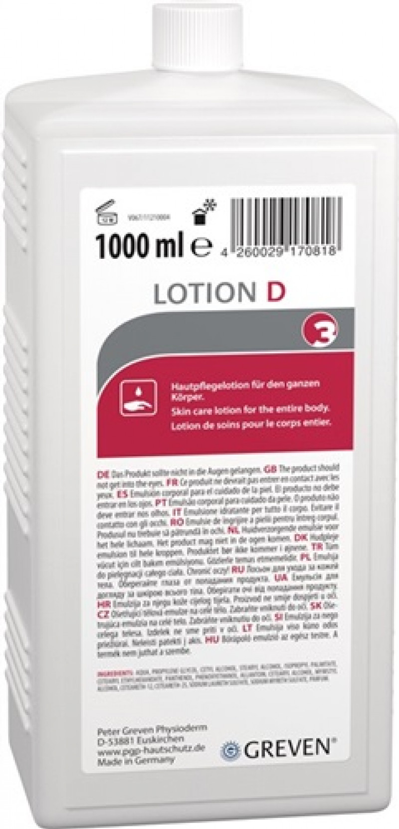 Hautpflegelotion GREVEN® Lotion D silikonfrei,parfümiert 1l GREVEN Hautpflegelotion GREVEN® Lotion D silikonfrei,parfümiert 1l GREVEN