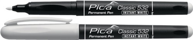 Permanentmarker Classic weiß Strich-B.1-2mm Stift m.Clip PICA Permanentmarker Classic weiß Strich-B.1-2mm Stift m.Clip PICA