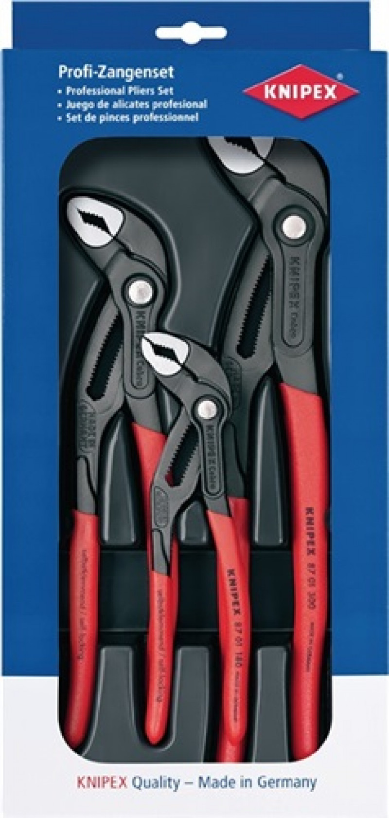 Zangensatz Cobra®-Paket Inh.3tlg.grau atramentiert Kunststofftiefziehteil KNIPEX Zangensatz Cobra®-Paket Inh.3tlg.grau atramentiert Kunststofftiefziehteil KNIPEX
