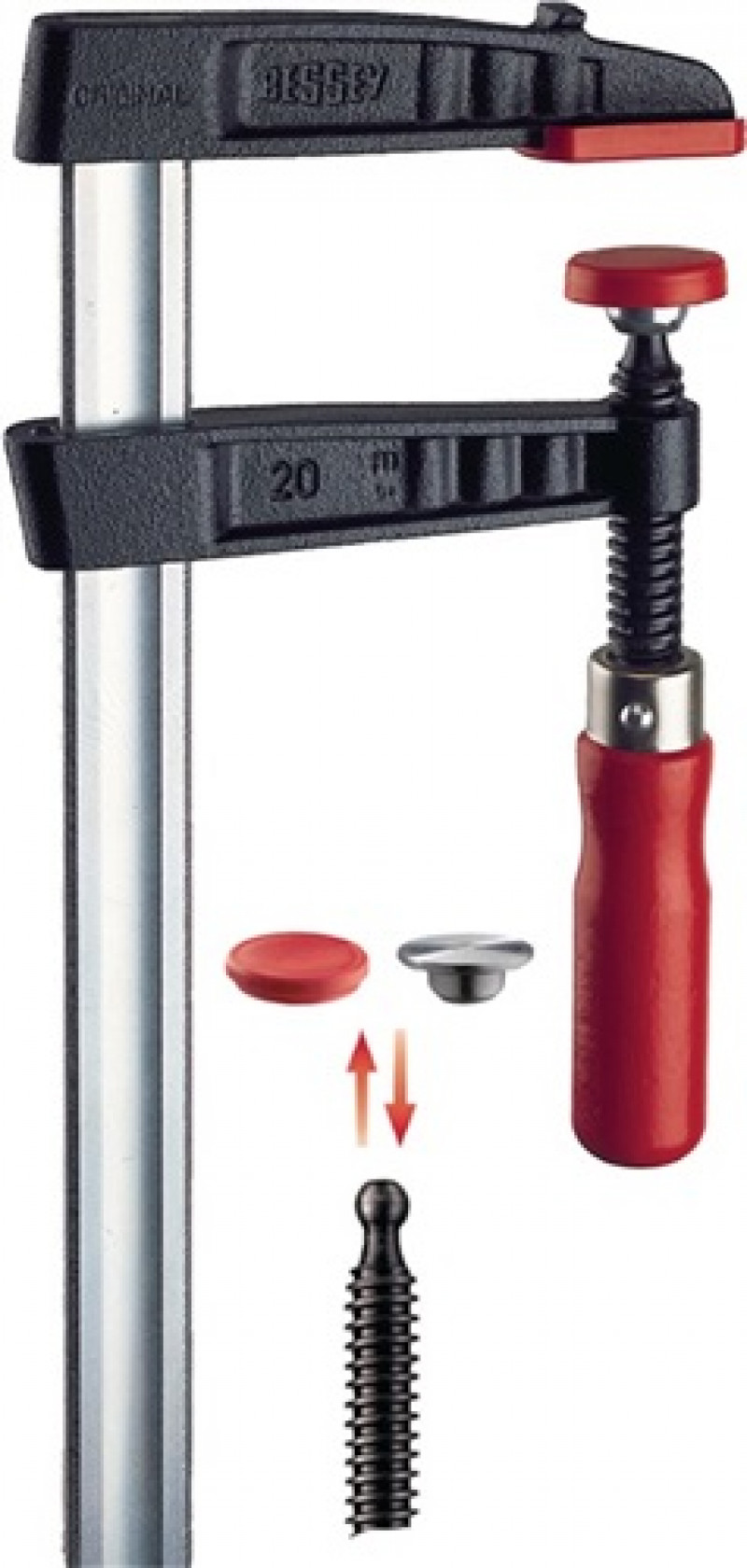 Schraubzwinge Temperguss Spannw.800 Ausladung 175mm Rutschsicherung Holzgriff