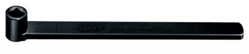 Vierkantsteckschlüssel 1armig m.Innen-4KT gehärtet Gr.24mm i.Brünierton angel. Vierkantsteckschlüssel 1armig m.Innen-4KT gehärtet Gr.24mm i.Brünierton angel.
