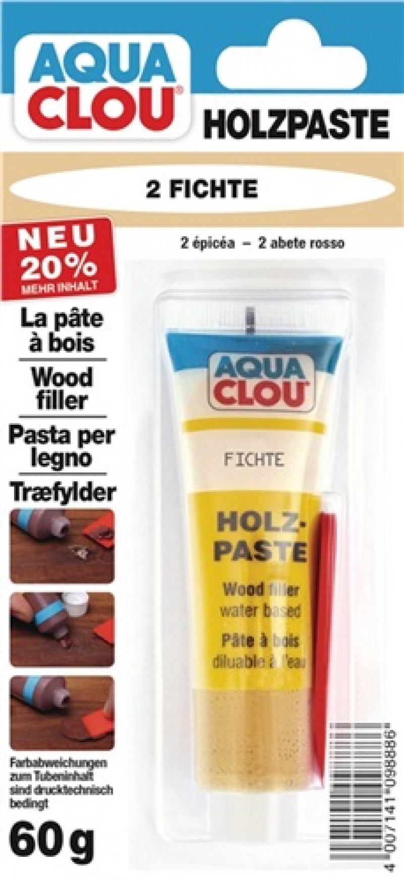 Holzpaste Farbe 02 fichte 60g Tube CLOU Holzpaste Farbe 02 fichte 60g Tube CLOU