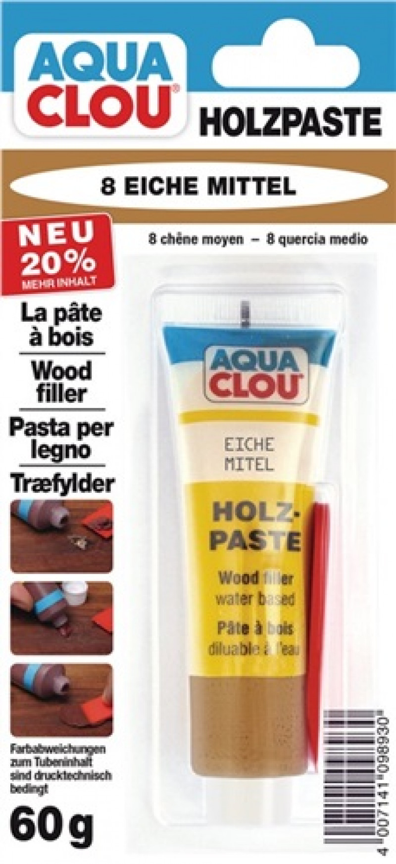 Holzpaste Farbe 08 eiche mittel 60g Tube CLOU