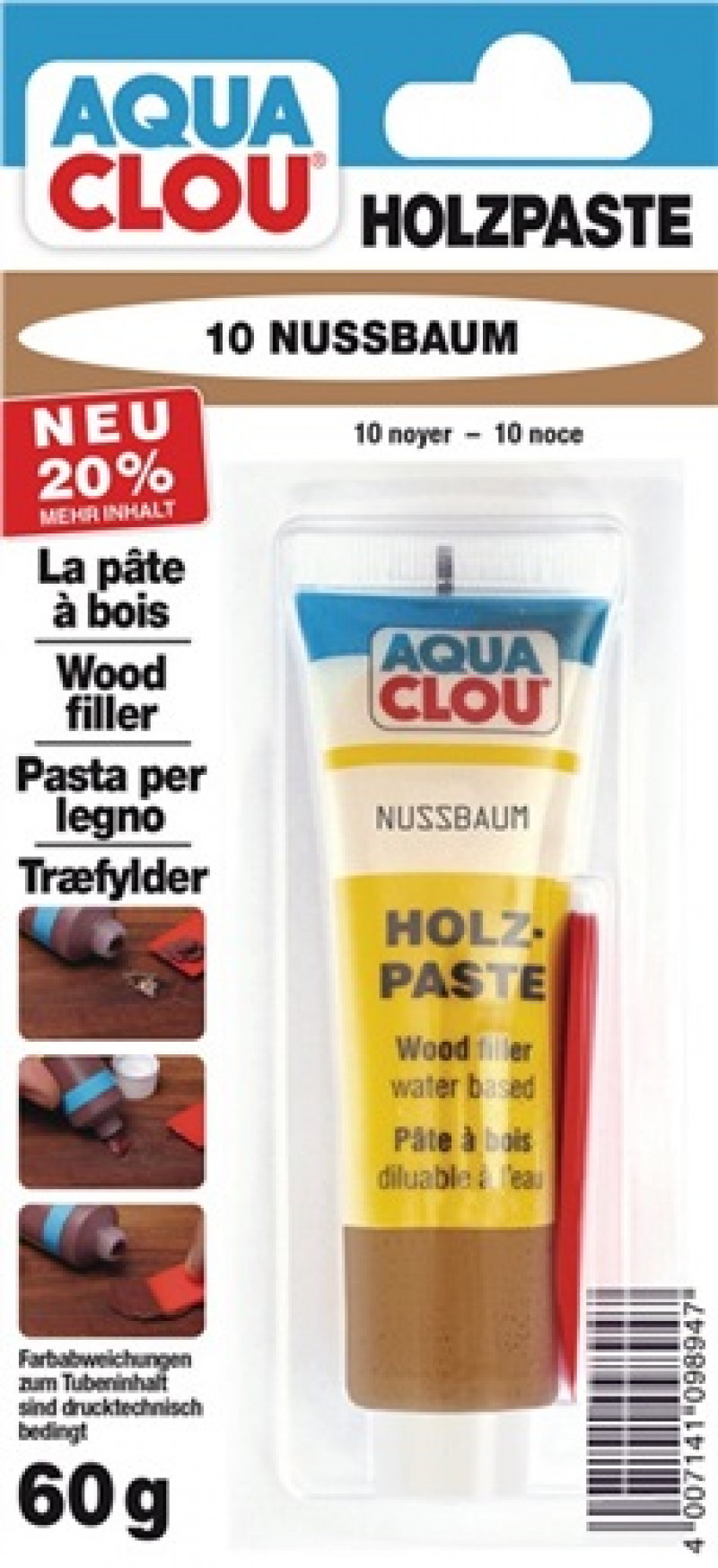 Holzpaste Farbe 10 nussbaum 60g Tube CLOU Holzpaste Farbe 10 nussbaum 60g Tube CLOU