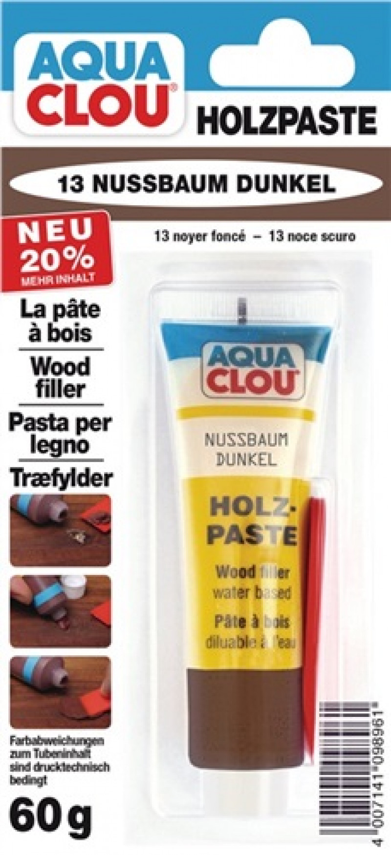 Holzpaste Farbe 13 nussbaum dunkel 60g Tube CLOU