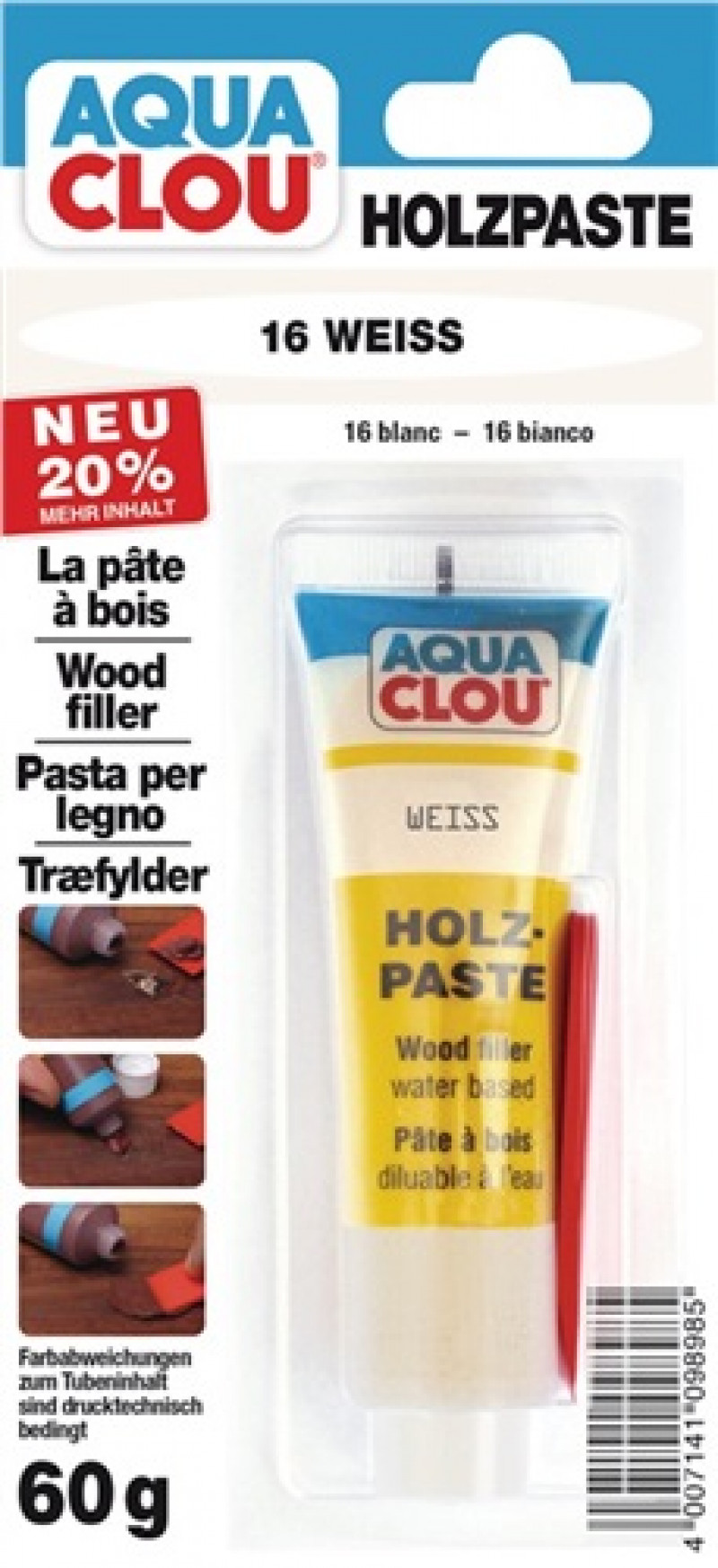 Holzpaste Farbe 16 weiß 60g Tube CLOU