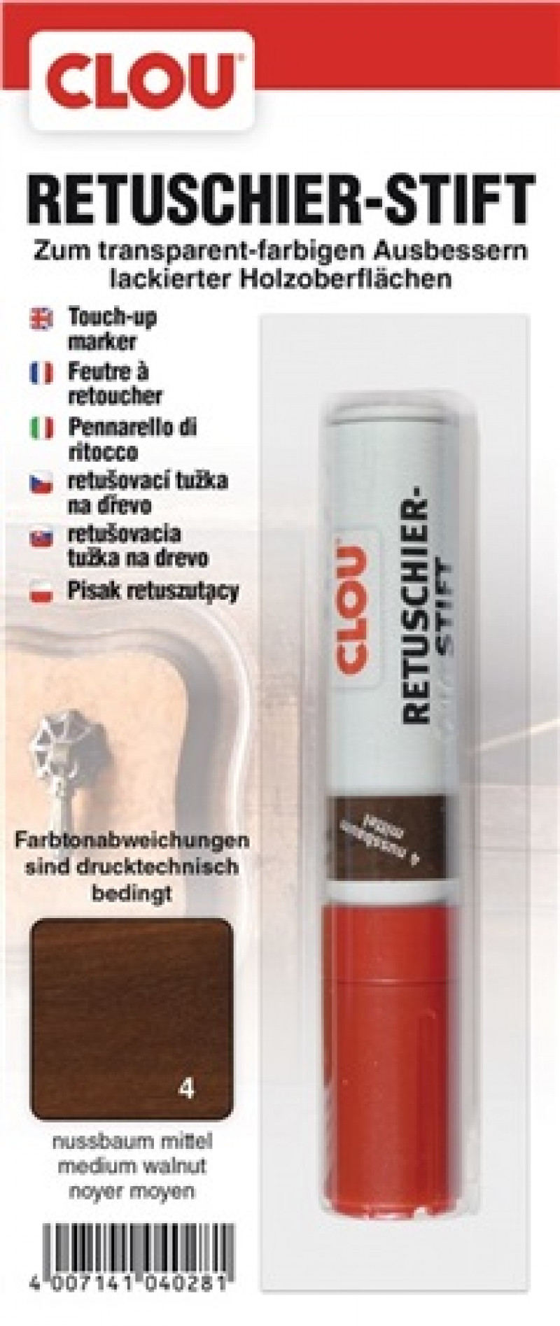 Retuschierstift Farbe 04 nussbaum mittel Pen-System CLOU