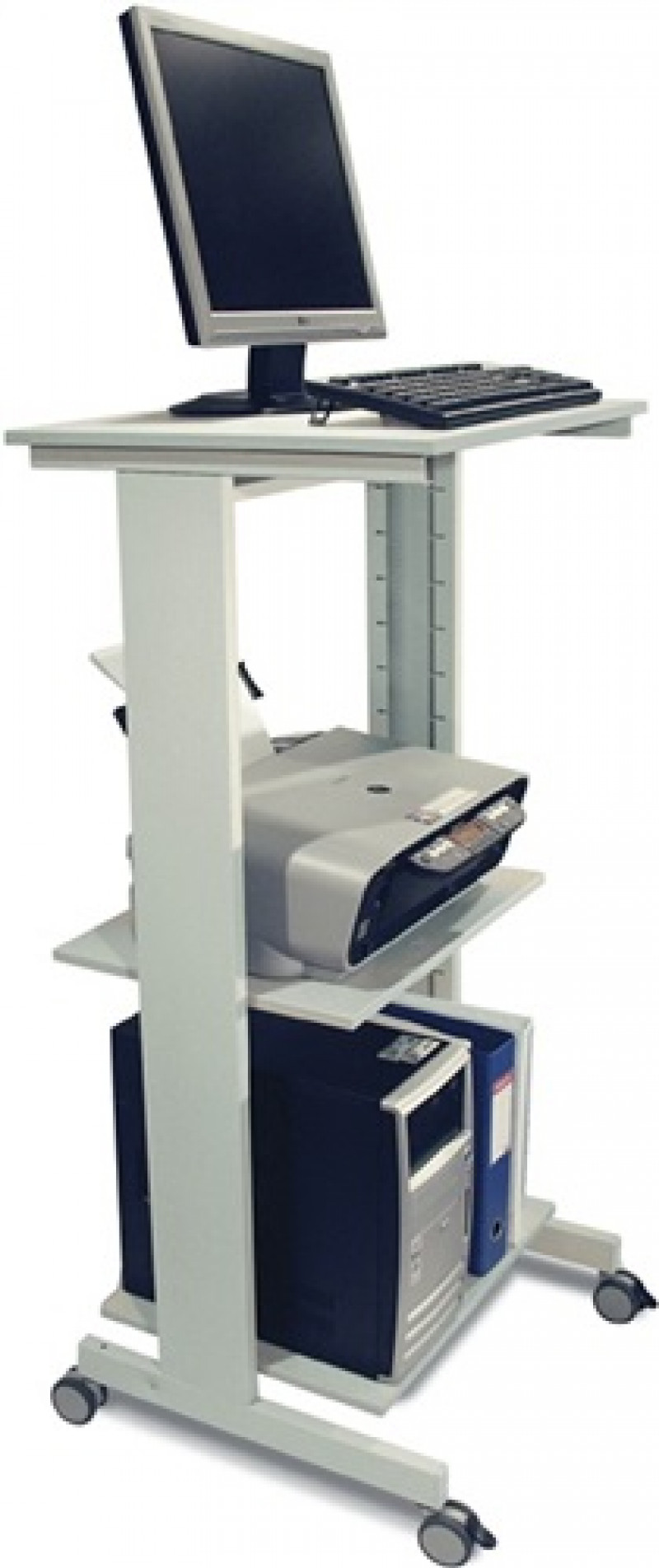 PC-Arbeitstisch H1180xB600xT500mm lichtgrau fahrbar PC-Arbeitstisch H1180xB600xT500mm lichtgrau fahrbar
