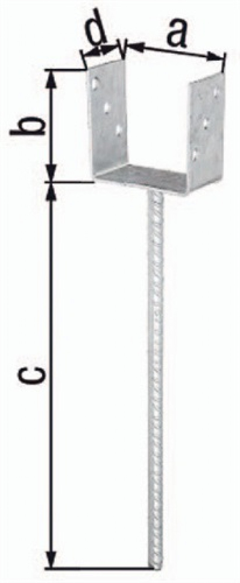 U-Pfostenträger ETA-10/0210 101x100x400x60mm TZN m.ext.langem Betonanker GAH U-Pfostenträger ETA-10/0210 101x100x400x60mm TZN m.ext.langem Betonanker GAH