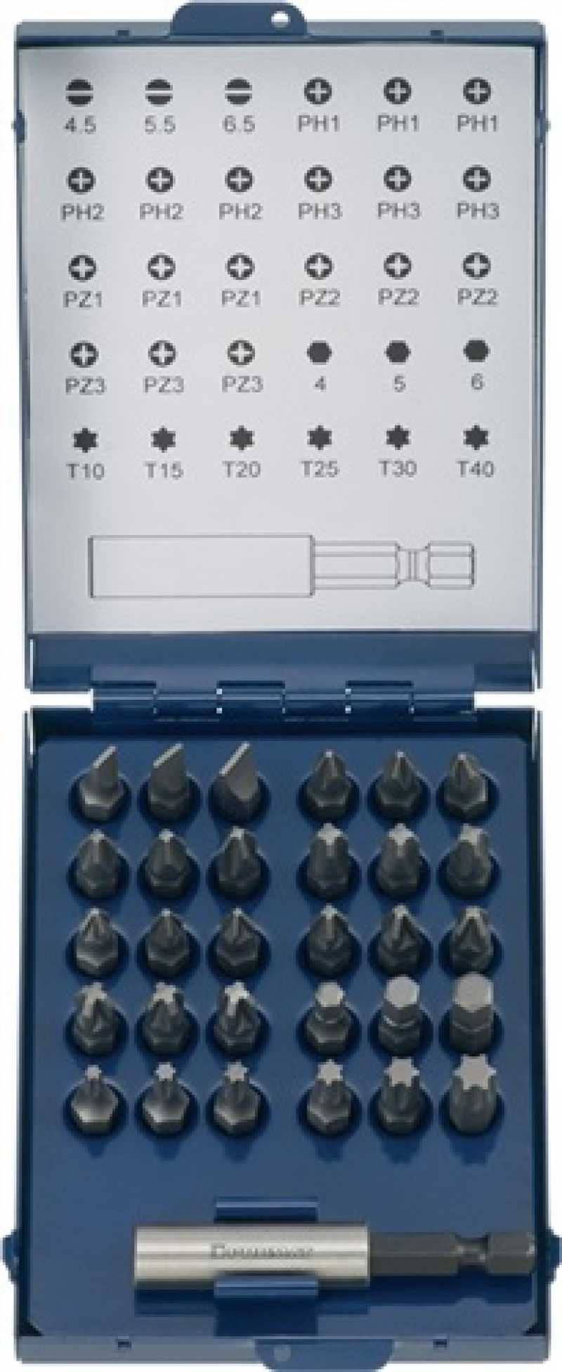 Bitsortiment 31 tlg. Schlitz/PH/PZD/TX/6 KT H.m.Magnet u. Sprengring