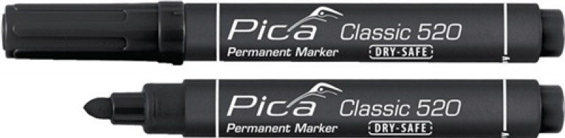 Permanentmarker Classic INSTANT WHITE schwarz Strich-B.1-4mm Rundspitze PICA
