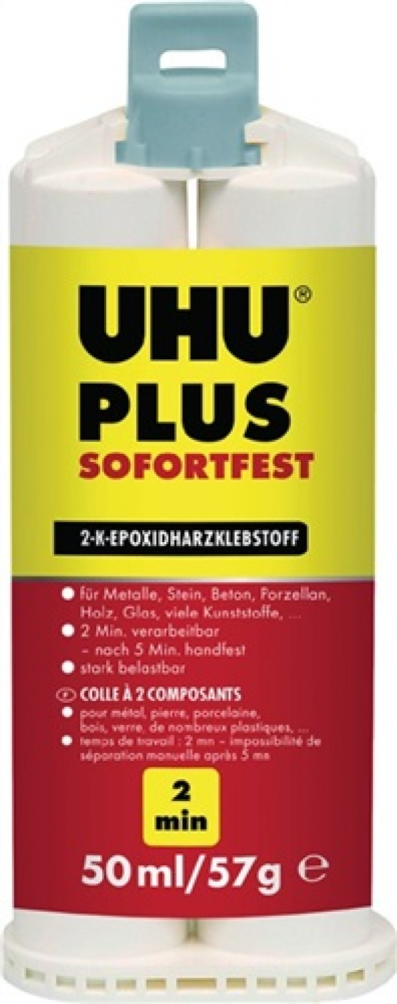 2K-Epoxidklebstoff PLUS SOFORTFEST 57g farblos Doppelkartusche UHU 2K-Epoxidklebstoff PLUS SOFORTFEST 57g farblos Doppelkartusche UHU