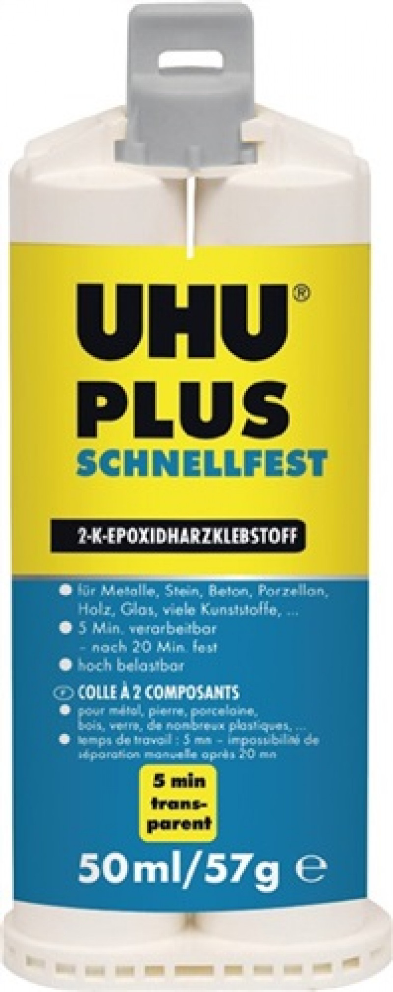 2K-Epoxidklebstoff PLUS SCHNELLFEST 57g farblos Doppelkartusche UHU 2K-Epoxidklebstoff PLUS SCHNELLFEST 57g farblos Doppelkartusche UHU