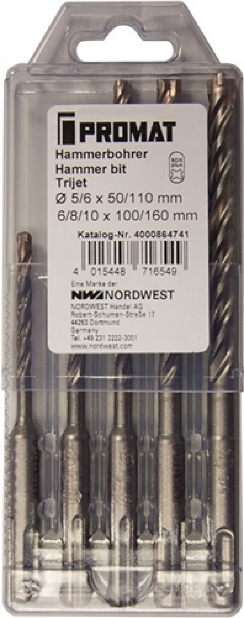 Hammerbohrersatz Multicutter SDS-Plus 5-tlg.SDS-plus Multipack PROMAT Hammerbohrersatz Multicutter SDS-Plus 5-tlg.SDS-plus Multipack PROMAT