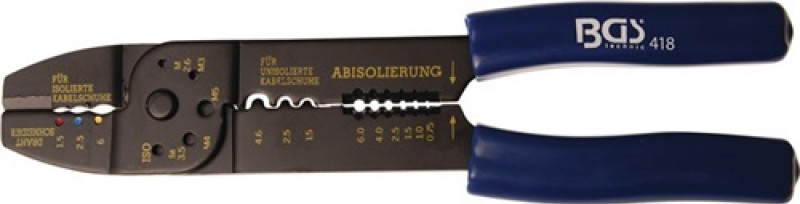 Crimpzange 0,75-6mm2 f.isol. u. unisol.Verbinder blaue Softgriffe