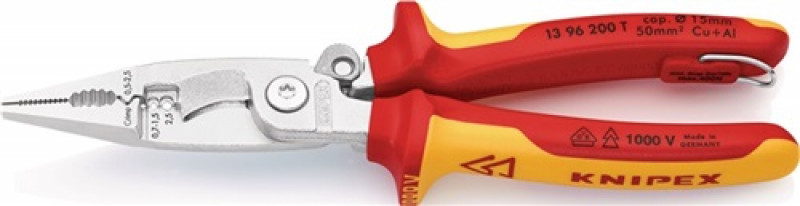 Elektroinstallationszange L.200mm VDE verchr.2K-Hülle m.Öffnungsf.m.Öse KNIPEX Elektroinstallationszange L.200mm VDE verchr.2K-Hülle m.Öffnungsf.m.Öse KNIPEX