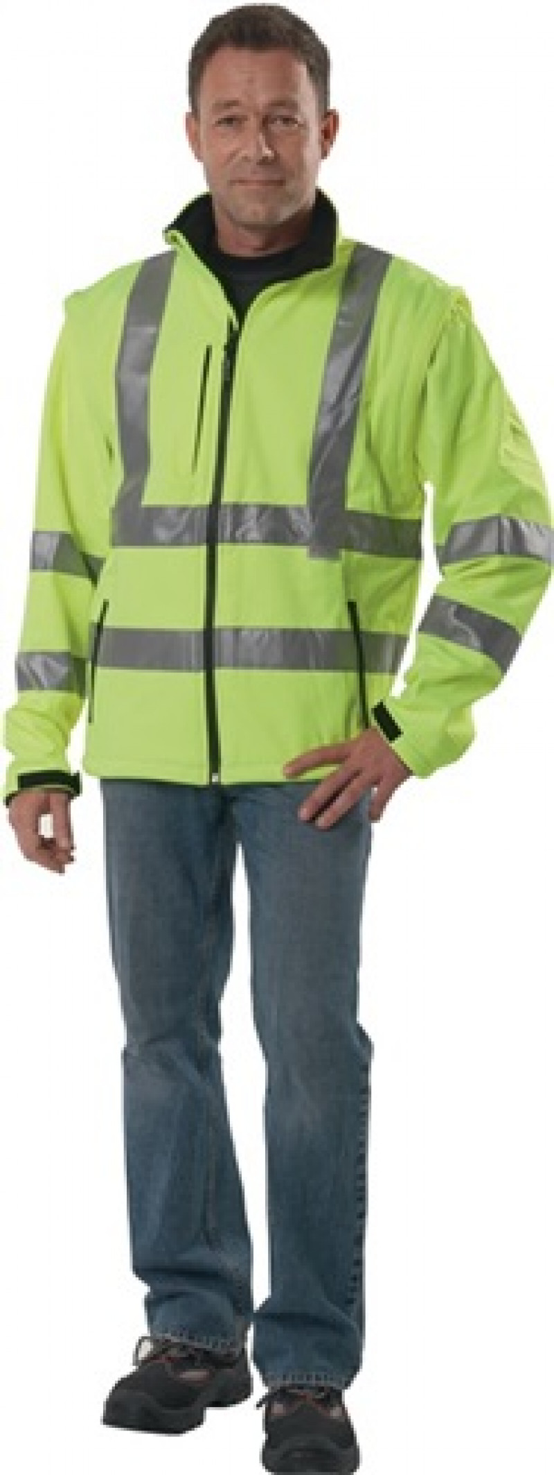 Warnschutz-Softshelljacke Gr. XXL gelb 96% PES/4% EL Warnschutz-Softshelljacke Gr. XXL gelb 96% PES/4% EL