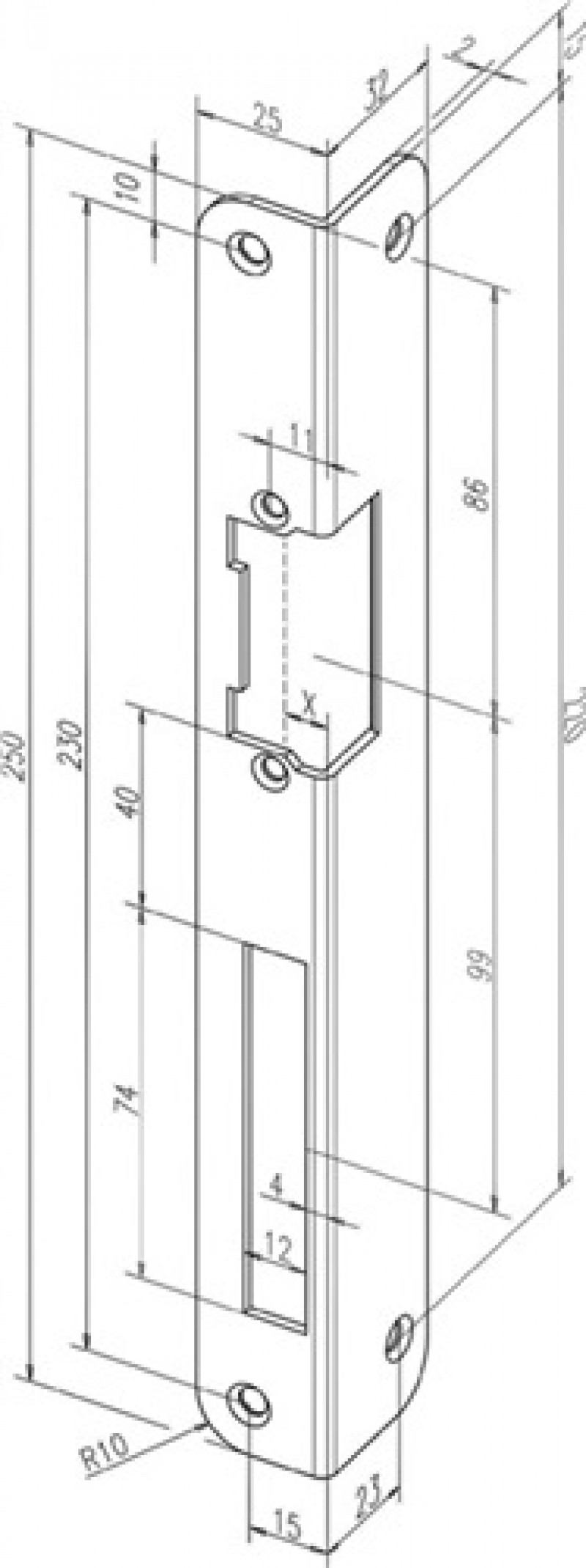 Winkelschließbl.IW 324 R-10 EST VA rd.DIN R ASSA ABLOY