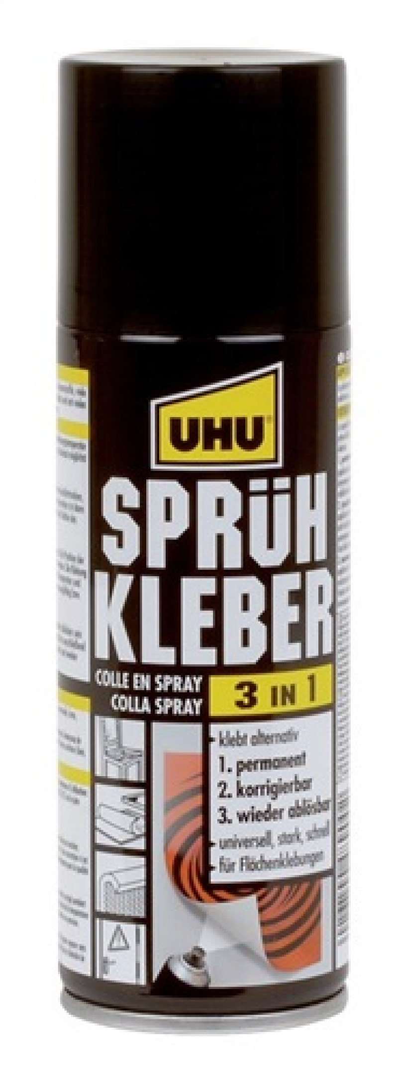 Sprühkleber 3 in 1 leicht gelblich 200 ml Spraydose UHU Sprühkleber 3 in 1 leicht gelblich 200 ml Spraydose UHU