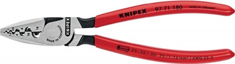 Aderendhülsenzange L.180mm 0,25-16,0 (AWG 23-5) mm² pol.Ku.-Überzug KNIPEX