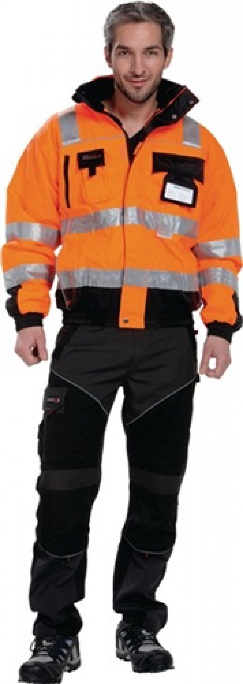 Warnschutz-Pilotjacke Gr. L orange/schwarz 100% PES Warnschutz-Pilotjacke Gr. L orange/schwarz 100% PES