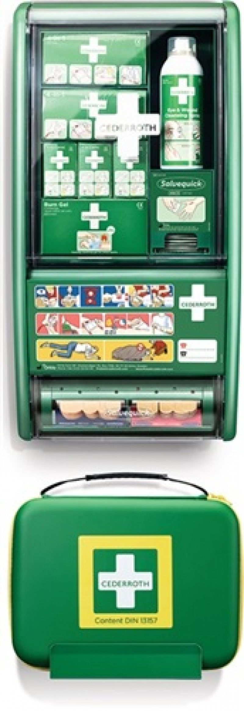 Erste Hilfe Station First Aid Station Set B290xH560xT120ca.mm grün CEDERROTH Erste Hilfe Station First Aid Station Set B290xH560xT120ca.mm grün CEDERROTH