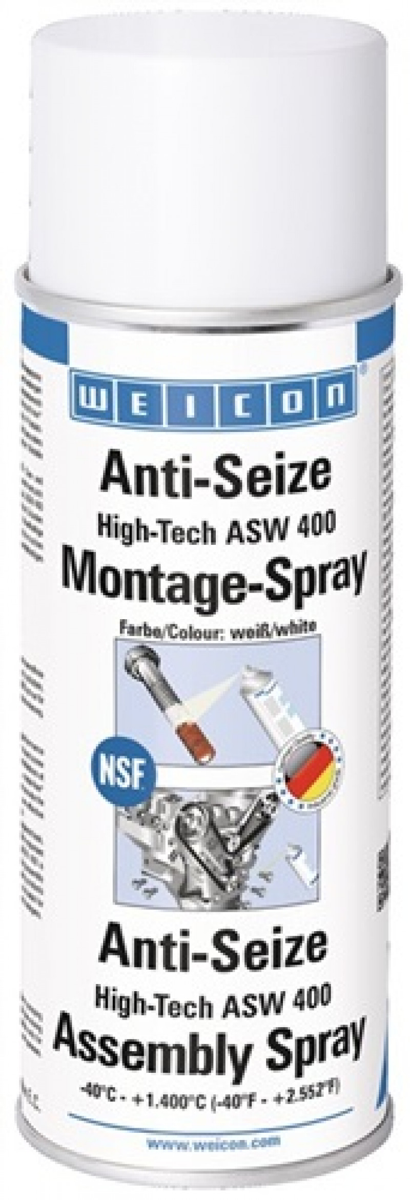 Montagepaste Anti-Seize High-Tech 400 ml weiß NSF Spraydose WEICON Montagepaste Anti-Seize High-Tech 400 ml weiß NSF Spraydose WEICON