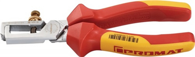 Abisolierzange DIN ISO 5743 L.160mm VDE verchr.2K-Hülle m.Öffnungsfeder PROMAT Abisolierzange DIN ISO 5743 L.160mm VDE verchr.2K-Hülle m.Öffnungsfeder PROMAT