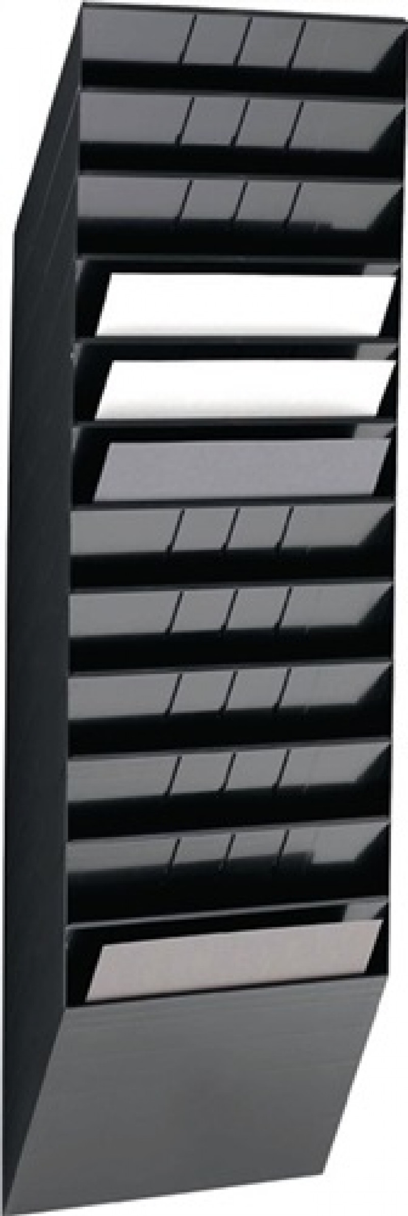 Prospekthalter H1045xB348xT95mm Anz.Fächer 12 A4 quer Polystyrol schwarz Prospekthalter H1045xB348xT95mm Anz.Fächer 12 A4 quer Polystyrol schwarz